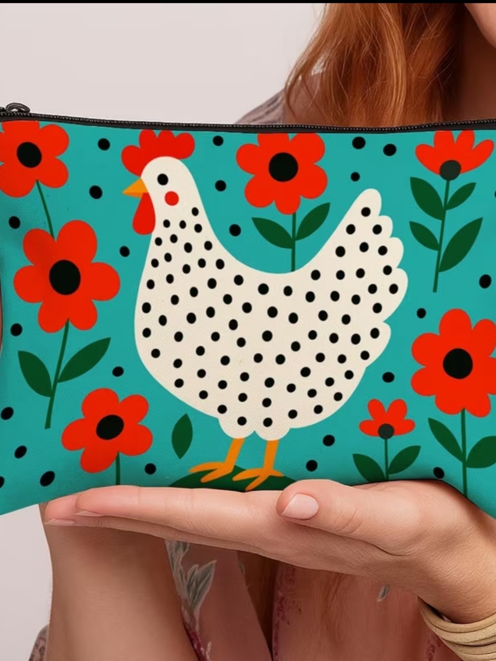 Eclectic Colorful Chicken Makeup Toiletries Bag - Picture 3 of 3